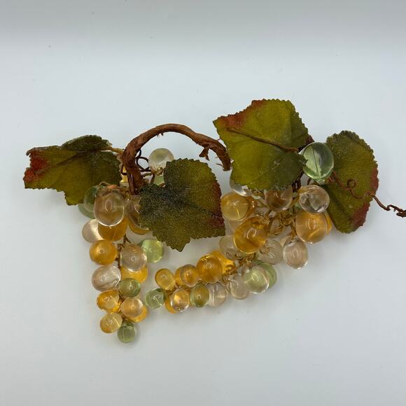Vintage Lucite Grape Cluster Décor Amber Green Lot of 2 Mid Century - Picture 8 of 8